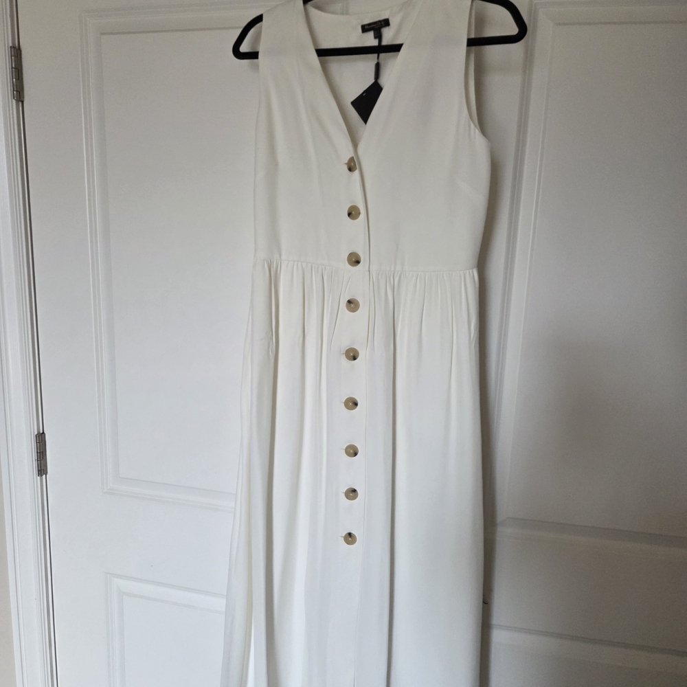 Massimo Dutti Ivory Button-Front Maxi Dress